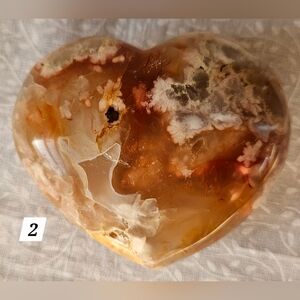 Flower Agate Crystal Heart